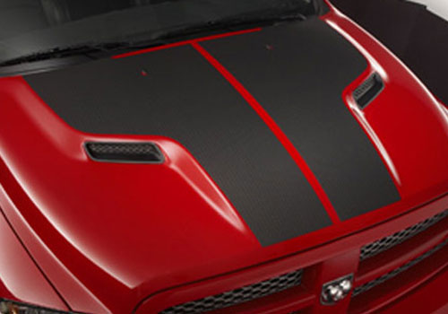Mopar Carbon Fiber Hood Dual Stripe Decal 09-18 Ram 1500 Sport Mopar Carbon Fiber Hood Dual Stripe Decal 09-18 Ram 1500 Sport